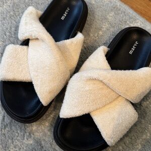 Maeve Cream Cross-Strap Slippers